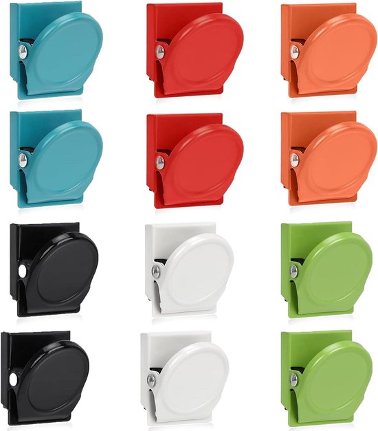 Magneetclips, whiteboardmagneten, 10 stuks, sterke magneten, magnetische klemmen, koelkastmagneten met klem voor keuken, kantoor, school, etiketten, bord (zwart, 31 mm