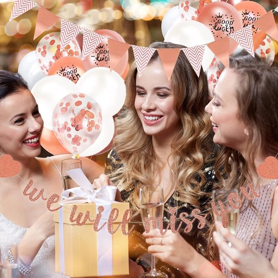 We Will Miss You Bitch Banner,Pre-Strung, Rose Gold Glitter Paper Party