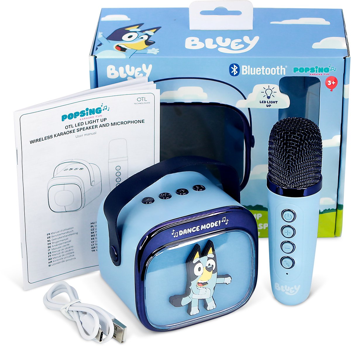 Bluey - karaoke set voor kinderen - draadloze microfoon en speaker - met lichteffecten en stemeffecten — afbeelding 6