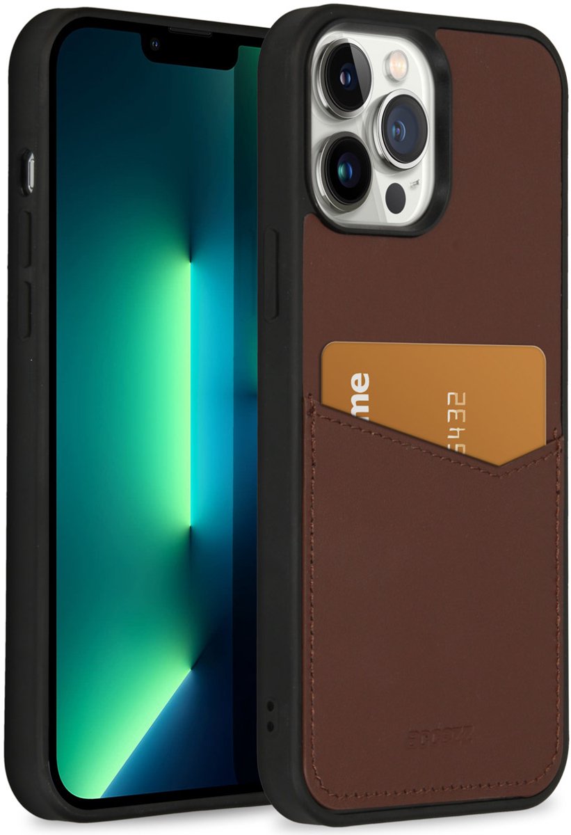 Accezz Hoesje Geschikt voor iPhone 13 Pro Max Hoesje Met Pasjeshouder - Accezz Premium Leather Card Slot Backcover - Bruin
