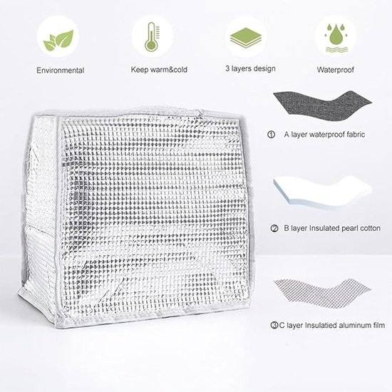 Koeltassen - 22 x 13 x 25 cm - Geïsoleerde lunchtas - Lsolatie - Handvat riem - Koeltas - Herbruikbare - Lunchtas - Lunch bag - Geïsoleerde koeltas - Picknicktas - Geschikt voor werk, kantoor, reizen - Roze van Merkloos — afbeelding 3