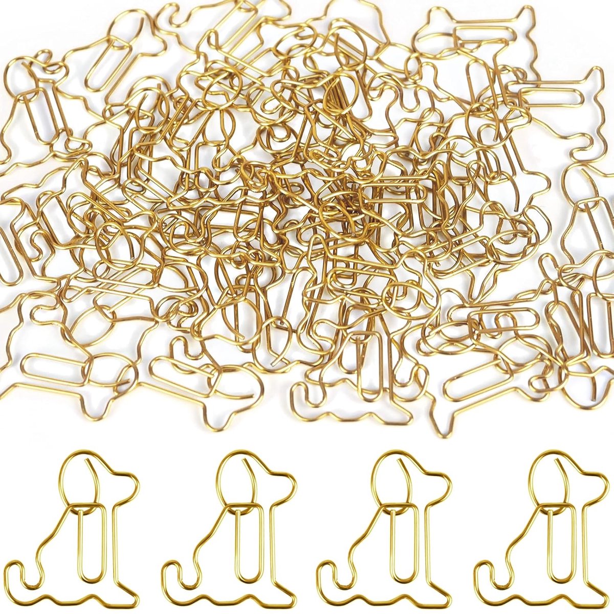 Gouden Paperclips Hond - 50 Stuks - Metalen Puppyvorm