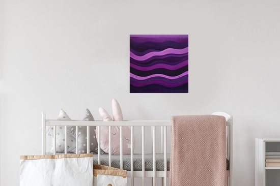 Stickers muraux - Feuille autocollante - Lignes - Vagues - Violet - Abstrait - 30x30 cm - Film adhésif - Stickers muraux chambre d'enfant - Papier peint autocollant - Papier peint autocollant - Feuille autocollante