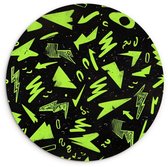WallCircle® Wandcirkel 120x120 cm - Muurcirkel Gaming - Vormen - Pijlen - Abstract - Zwart - Muurdecoratie woonkamer - Wanddecoratie slaapkamer - Kamer decoratie accessoires - Ronde schilderijen XXL