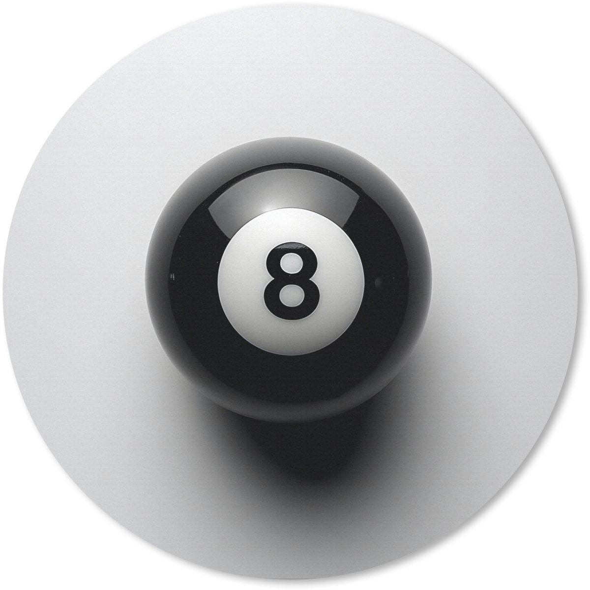 Muismat rond 30x30 cm - Mousepad Biljartbal - Getal - Acht - Wit - Ronde muismatten