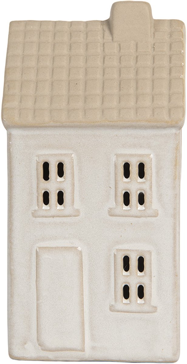 Decoratie Huis met LED 6x5x11 cm Beige Keramiek