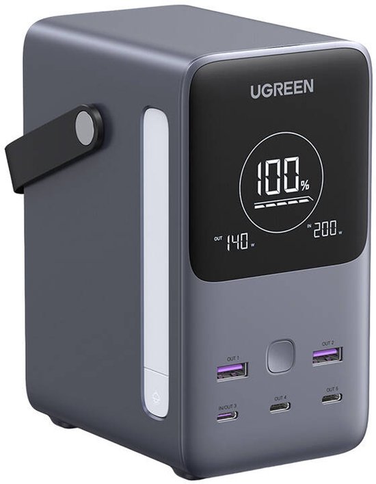 Batterie externe Ugreen 48000mAh PB770, 2x USB + 4x USB-C, Charge rapide 300W, Gris