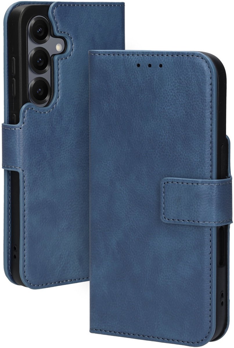 Mobiparts hoesje geschikt voor Samsung Galaxy S25 - Wallet/Boekhoesje - Eco Leer - Magneet Sluiting - Opberg vakken - Blauw
