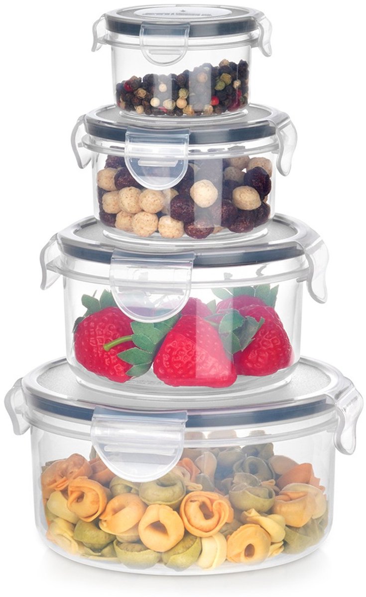 Voedselcontainers met Deksel en Pakking 4 stuks - Vershoudbakjes - Diepvriesbakjes - Vershouden - Bakjes