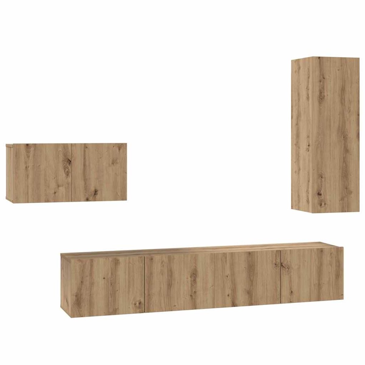 vidaXL - Tv-meubelset - 4 - pcs - Artisan - Eiken - Bewerkt - hout