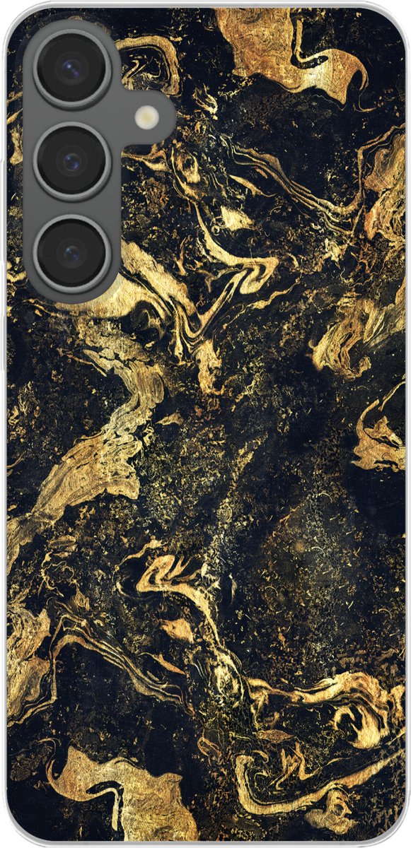 Telefoonhoesje Geschikt voor Samsung Galaxy S24 Plus hoesje - Marmer print - Luxe - Goud - Siliconen Telefoonhoesje Telefoonhoesje