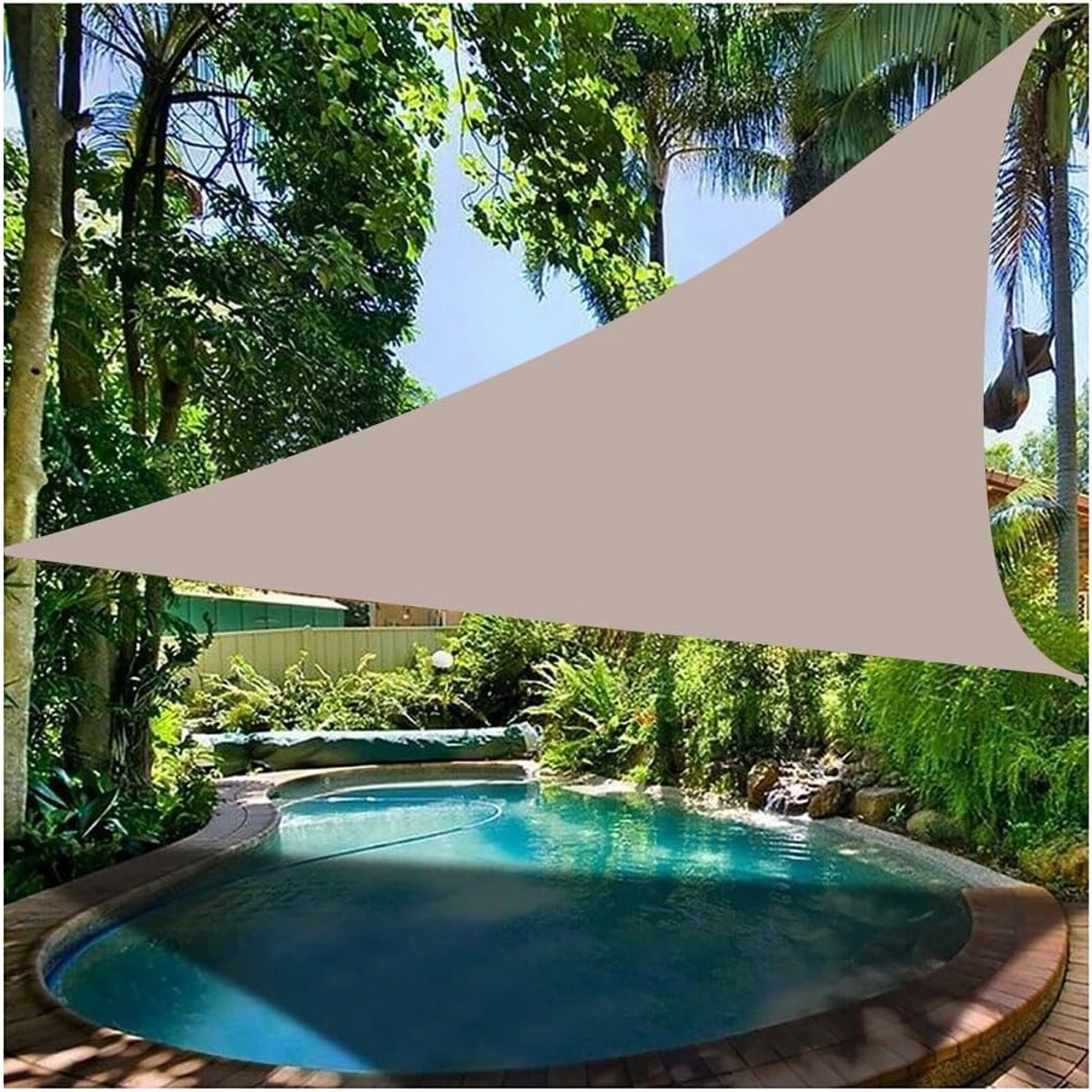 UV - bestendig & Windvast - ringen - Vierkant Zonnescherm 3 x 3m - Waterafstotend 420D Polyester - Roestvrijstalen D - Tuinschaduwdoek Khaki