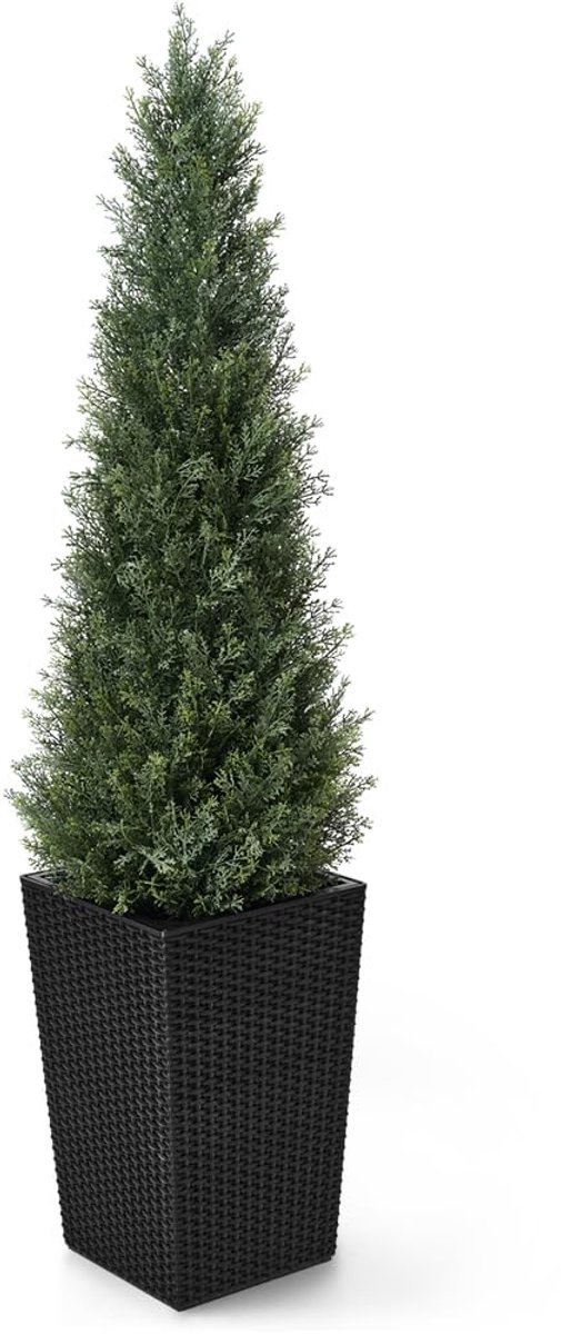 VeriNatural Kunstcederplanten Groot 120 cm in Zwarte Conische Pot - UV-bestendig, Kunstplanten Net als Echte - Binnen- en Buitenkunststof Plant voor Woonkamer Tuin Huisdecoratie, VN155