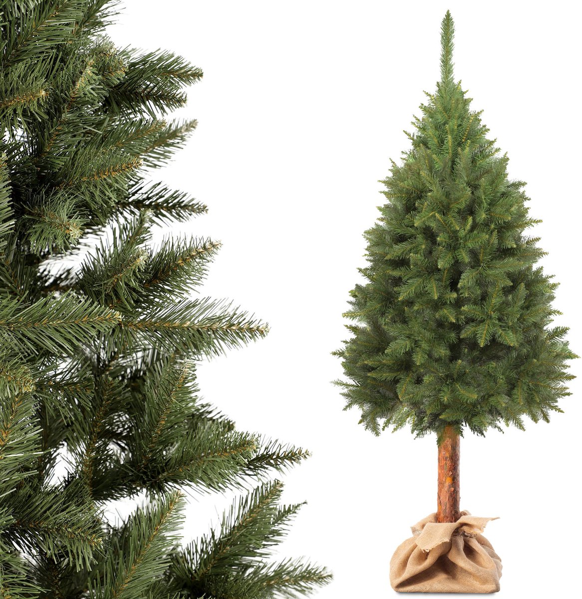 KADAX Kerstboom, kunstkerstboom 160 cm van PVC-kunststof, sparren met stam, Ø ca. 70 cm boom met 25 takken en 9 boomkronen, dennenboom, kerstboom (elfhoed 160 cm)