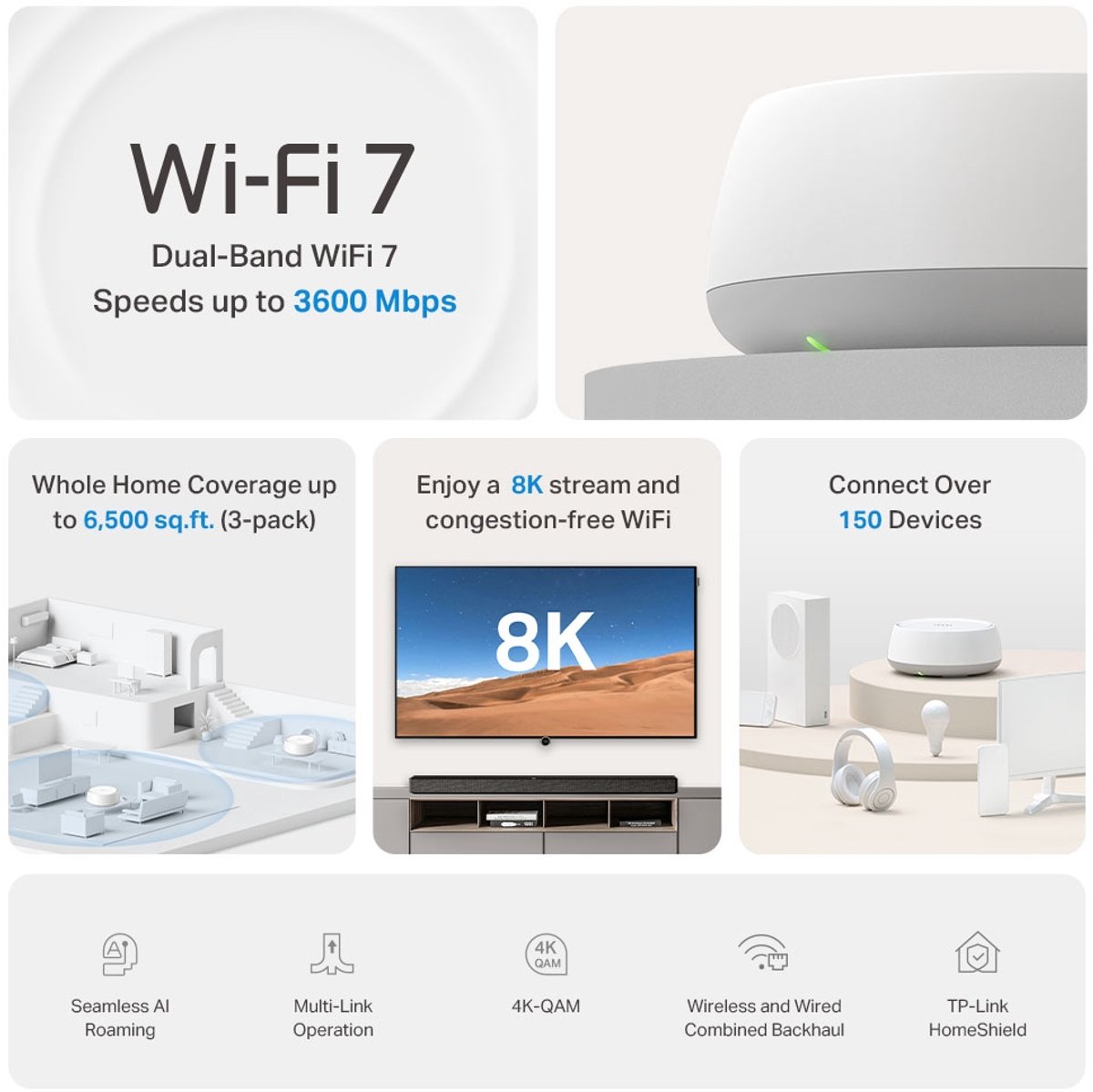 TP-Link Deco BE22 - Mesh WiFi - WiFi Versterker- WiFi 7 - 3600 Mbps - 3 pack – foto 2