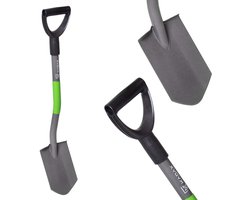 KADAX Tuinspade met metalen steel, robuuste tuinschep, spade met D-greep, kleine metalen tuinschep, tuingereedschap voor de tuin (groen-grijs)
