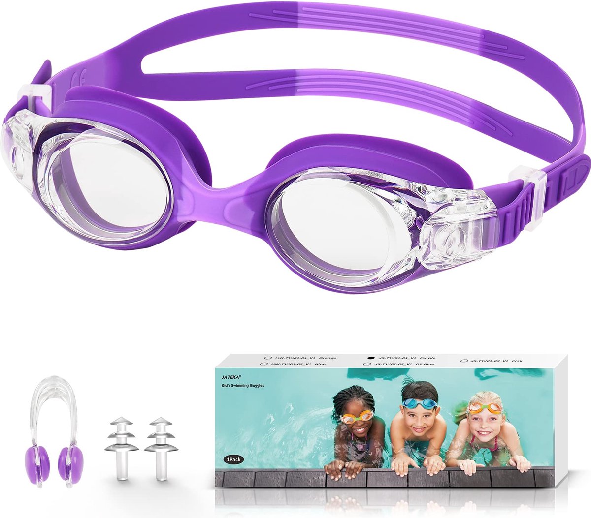Ibenzoa® Zwembrilset voor Kinderen met Anti-UV en Waterdichte Eigenschappen, Inclusief Oordopjes en Neusclip