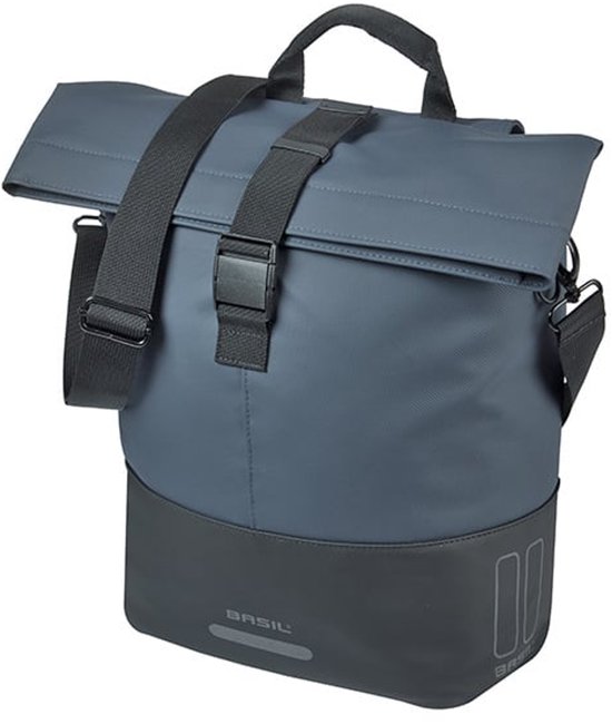 Basil Cove - Enkele fietstas - 14-16 Liter - Waterafstotend - Reflectie details - Gerecycled materiaal - MIK Hooks - blauw/zwart