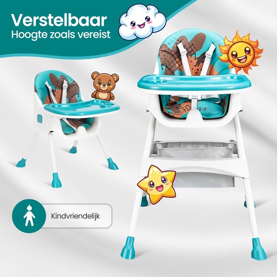Velox Goods VL-509 Baby Stoel - Compacte, Verstelbare en Opvouwbare Kinderstoel met Veiligheidsgordel, Opbergmand en Speels Design - Geschikt voor Kinderen van 6 Maanden tot 4 Jaar van Velox — afbeelding 5