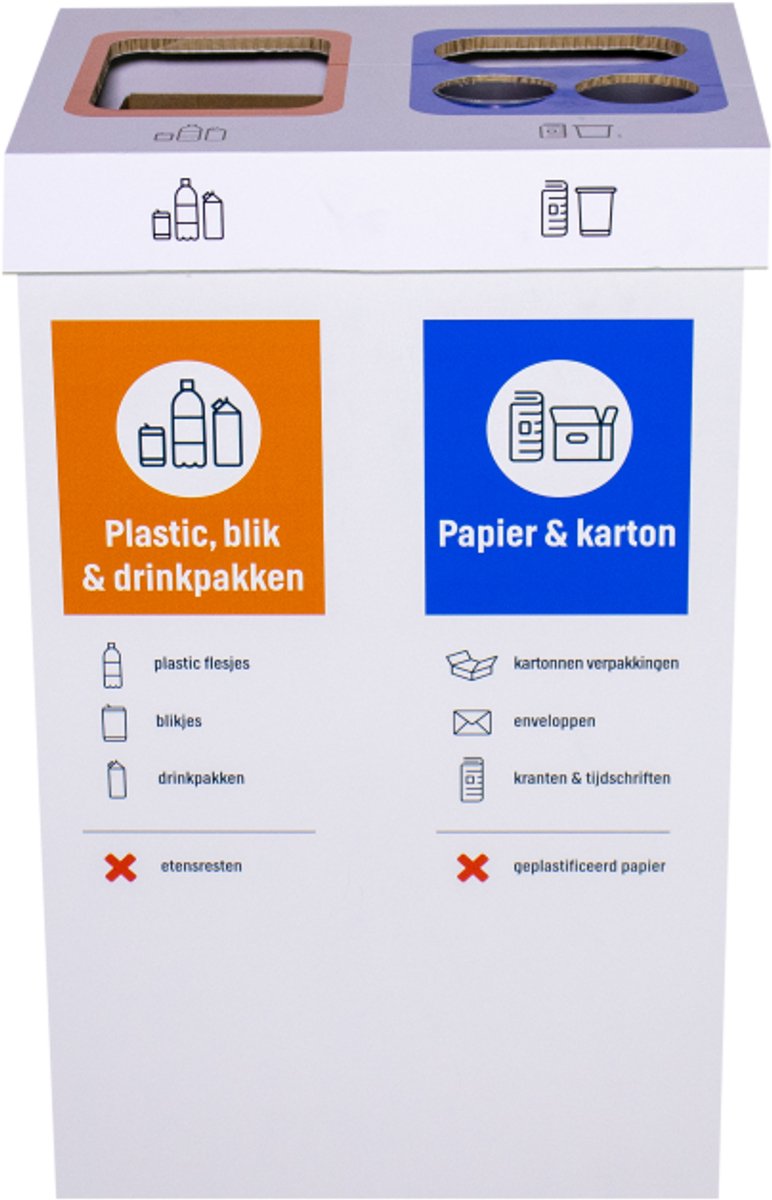 Kartonnen eco bin twee vakken