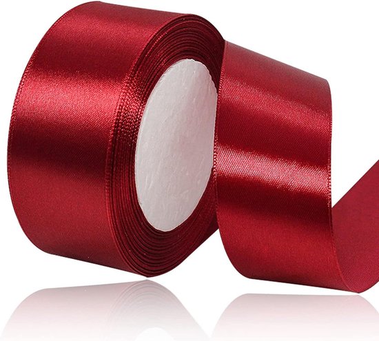 Ruban satiné bordeaux 40 mm - 22 m, ruban décoratif rouge vin, ruban cadeau large en tissu pour mariage, Doop , anniversaire