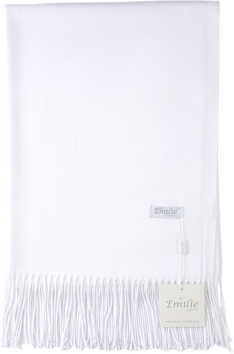 Emilie Collection - sjaal - wit - omslagdoek - pashmina - 200X70CM - 100% Gerecycled polyester