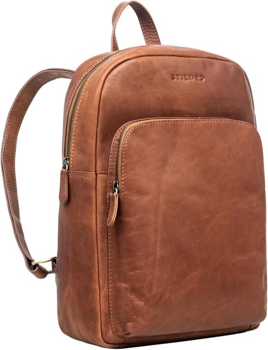 STILORD Guido Unieke Leren Rugzak Vintage Laptop Backpack 15.6 Inch Werkrugzak Heren A4 Map Daypack Dames Echt Leer Kleur:tan donker - bruin