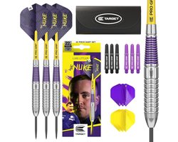 Target Darts Luke Littler Brass Steel Tip Darts Set - 22G Steel Tip Dart, The Nuke Player Edition Dart Set, Dart Flights, Shafts & Dart Case Inbegrepen | Professionele Dart Accessoires