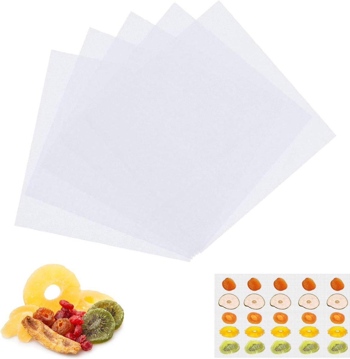 Allecto Plus - 6 stuks herbruikbare siliconen dehydrator vellen voor stoomboot - anti-aanbaklaag - fruitdroger - 285 x 385 cm - cookies - premium kwaliteit - droger mesh mat.