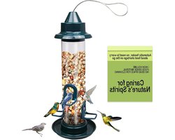 Allecto Plus - Voederhuisje voor Wilde Vogels met 3 Voederopeningen en Weerbestendig Ontwerp - Makkelijk Schoon te Maken - Hangende Buisvoeder voor Tuin - Mixzaad, Nigerzaad, Zonnebloempitten - Premium Kwaliteit - Vogelvoer Dispenser met 3 Poorten
