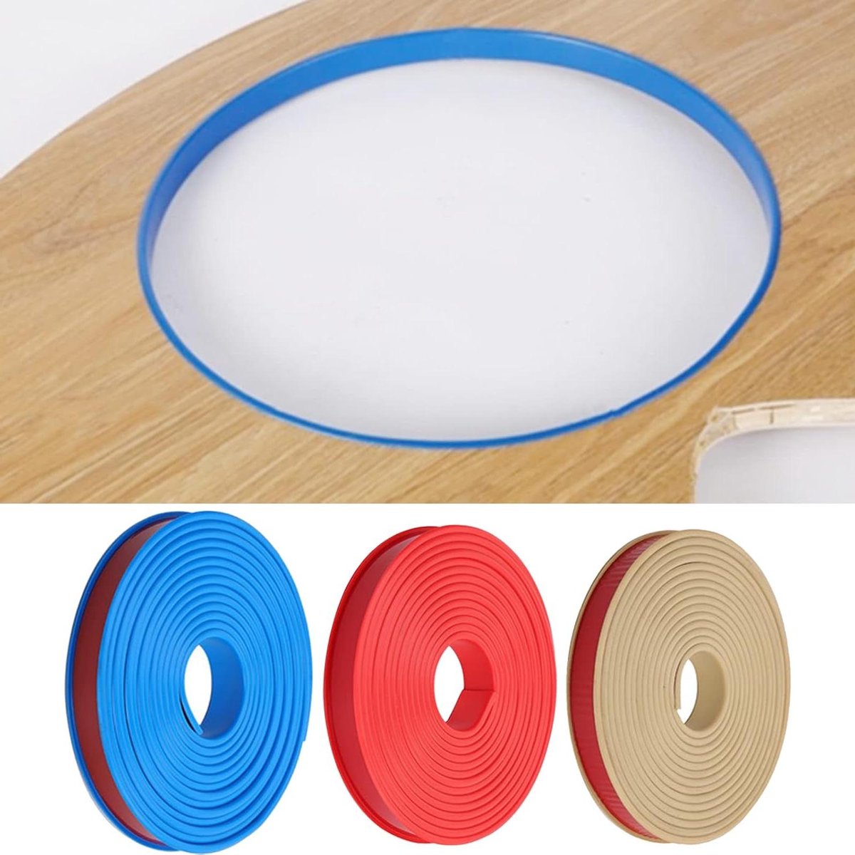Allecto Plus - U-vorm Meubelrandband 5 meter flexibele TPE randbescherming - Rood, 16mm x 5m