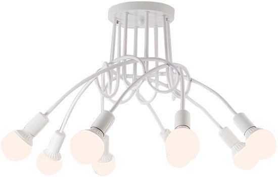 Dimbare Lamp Compatibel QAREHL Industriële Plafondlamp 6-Lampig - Zwarte Kroonluchter E27 Voor Woonkamer & Slaapkamer Industriële Plafondlamp 6 Armen