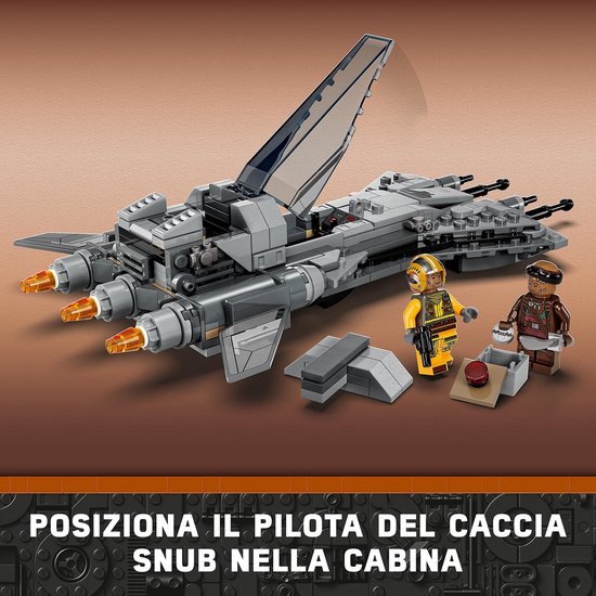 LEGO Star Wars "Pirate Snub Fighter" model met twee minifiguren op een effen achtergrond.