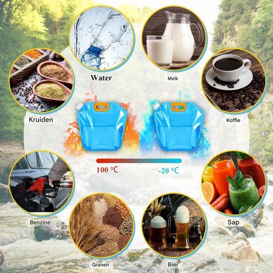 8 stuks opvouwbare waterop slagzakken - Watercontainer - Noodwaterfles - Plastic opbergtas - Vriesbestendige watertank - Draagbare waterzak - Geschikt voor buitensporten, kamperen, wandelen, backpacken - Blauw - 1,1 gallon van SpringSun — afbeelding 4
