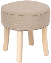 WOLTU Kruk met opbergruimte, ronde zitkruk, gestoffeerd, salontafel met massief houten poten, voetenbank met deksel, linnen overtrek, 39 x 33 cm, lichtgrijs
