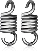 Ophangsysteem - 2 Stuks - Plafondhaak - Verende Ophanging - Hangstoel bevestigingsmaterialen - Voor Hangstoel, Schommelstoel, Bokszak - Staal - Zilver