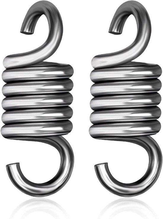 Ophangsysteem - 2 Stuks - Plafondhaak - Verende Ophanging - Hangstoel bevestigingsmaterialen - Voor Hangstoel, Schommelstoel, Bokszak - Staal - Zilver