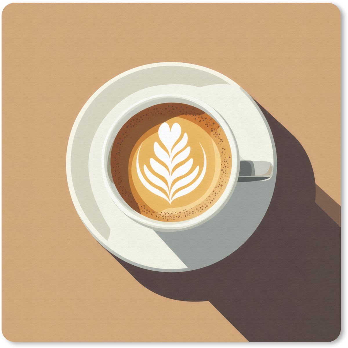 Muismat 20x20 cm - Mousepad Cappuccino - Kop - Schotel - Minimalitisch - Muismatten