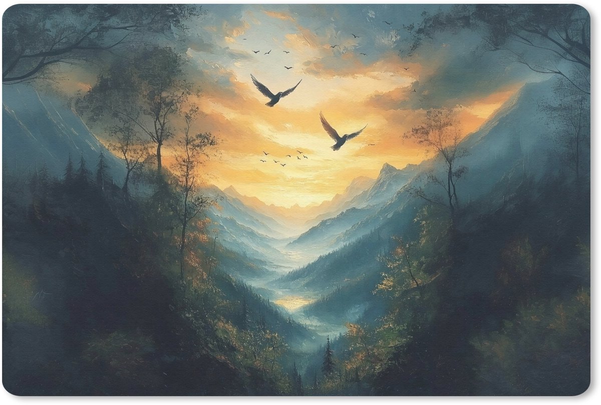 Muismat 27x18 cm - Mousepad Vogels - Zon - Bomen - Groen - Muismatten