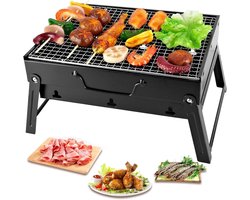 Compacte mini-barbecue houtskool draagbaar en inklapbaar roestvrijstalen grill - tafelgrill voor picknick, tuin, terras en camping - reizen - 43 x 29 x 23 cm.