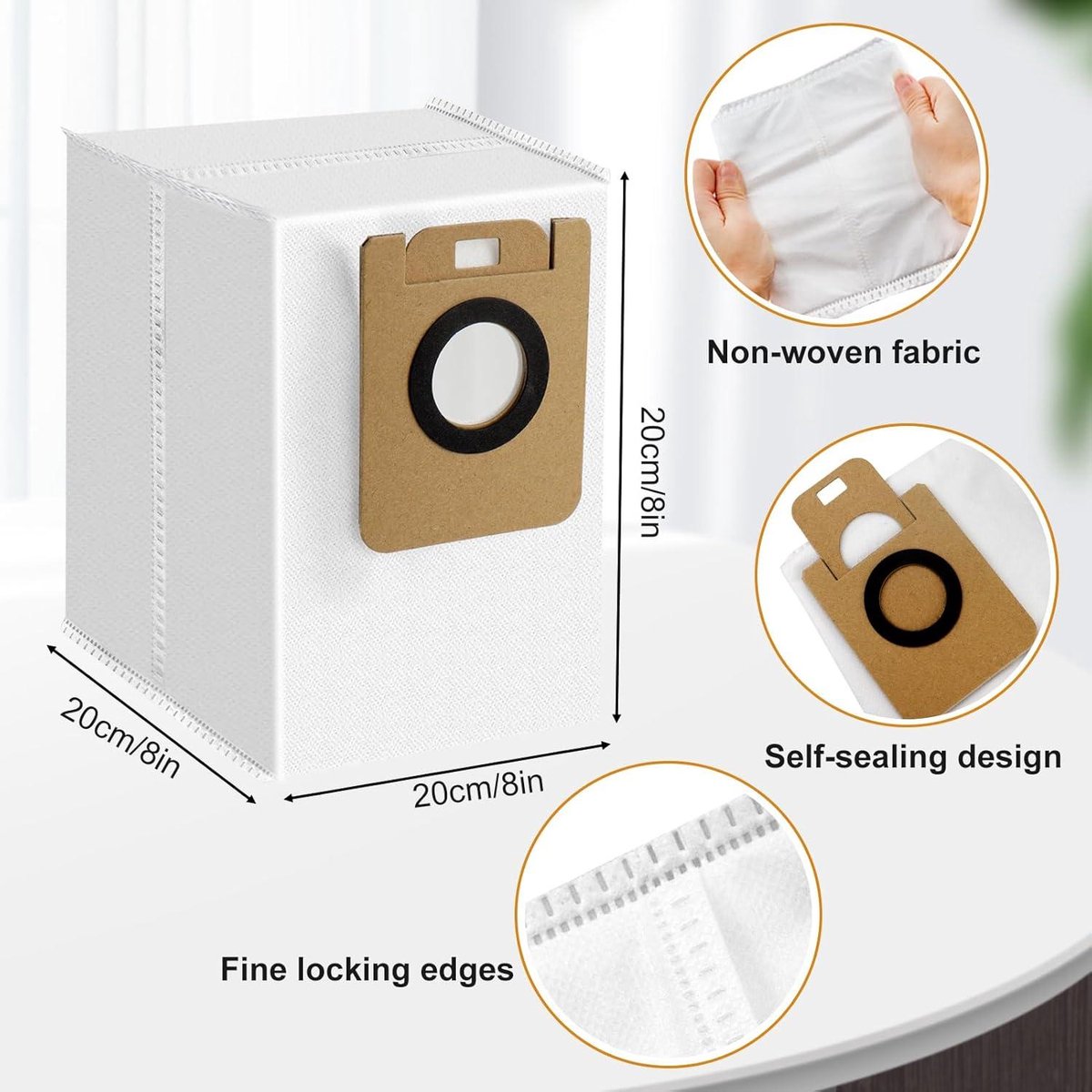 Allecto Plus - 6 pack stofzakken voor robotstofzuiger - Stofzakken geschikt voor Xiaomi Dreame Bot Z10 Pro / L10 Plus - Reserveonderdelen voor automatische stofzuiger