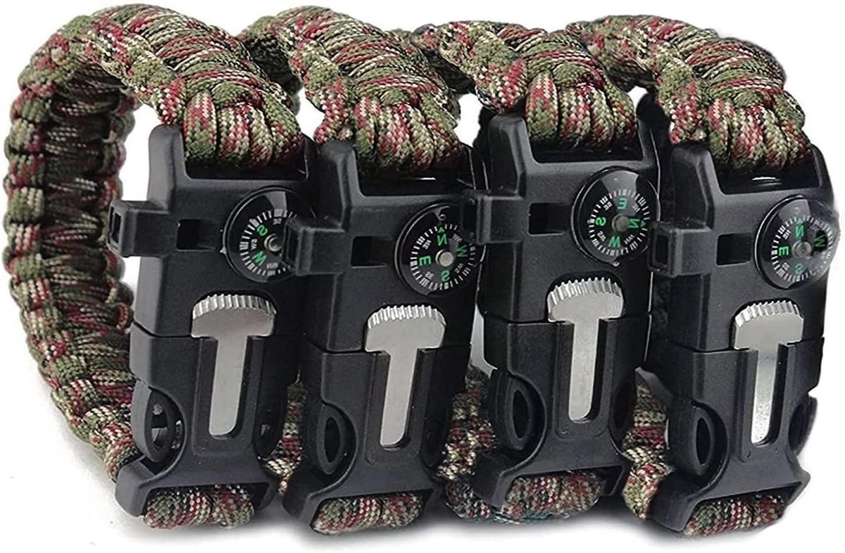 Allecto Plus - Survival Armband met Paraplu Touw in Camouflage Groen voor Outdoor Camping