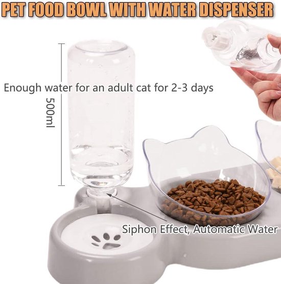 Colrid Kattenvoerbak, voederbak, kattenbakken, kattenvoerbak met waterdispenser kat, automatische waterfles, afneembare voerbak voor katten en honden, blauw Colrid Kattenvoerbak, voederbak, kattenbakken, kattenvoerbak met waterdispenser kat, automatische waterfles, afneembare voerbak voor katten en honden, blauw