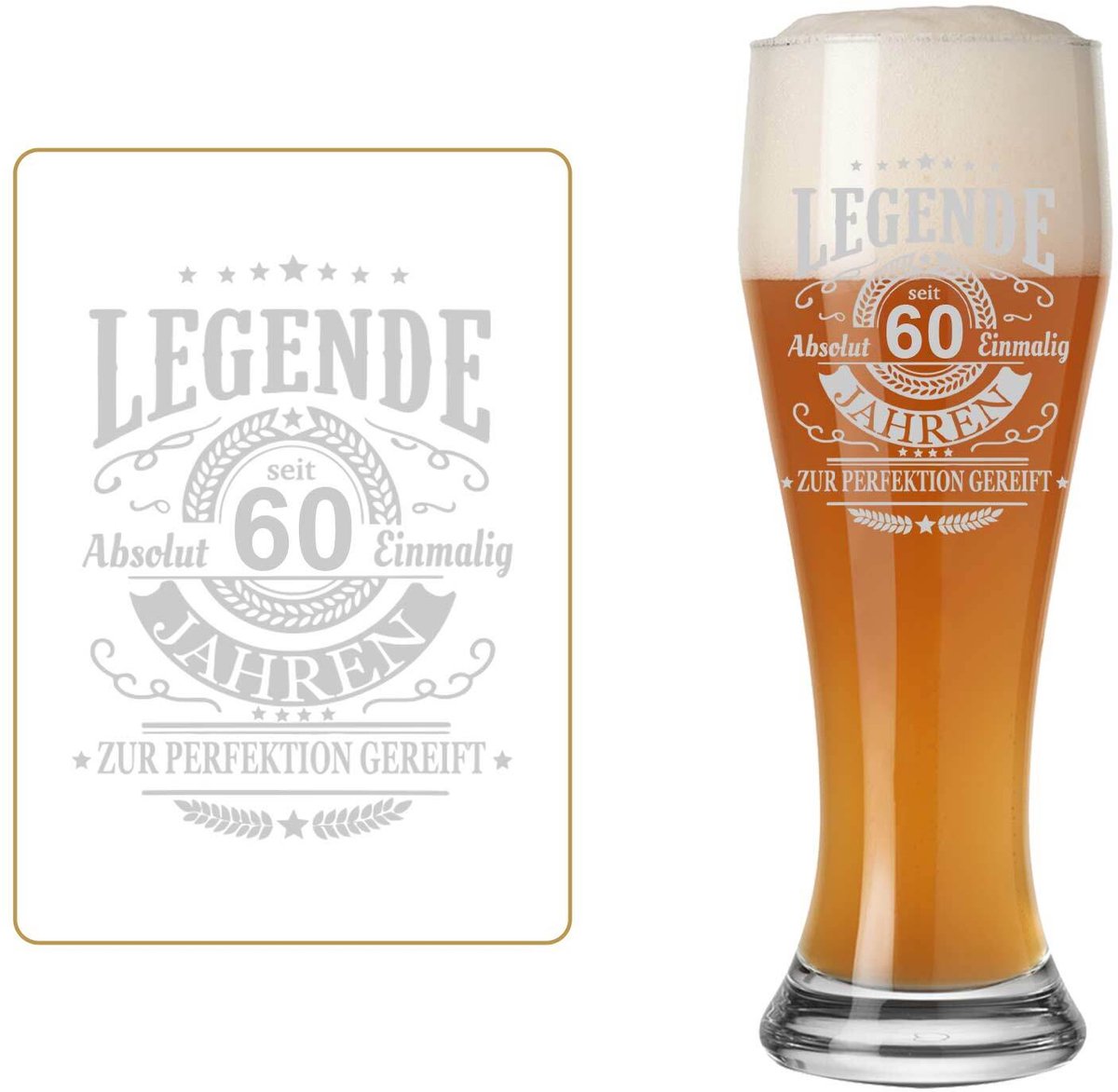 Weizenbierglas mit Gravur Legende seit 60 Jahren 0,5 l