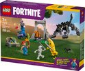 Boîte de jeu LEGO Fortnite Peely & Sparkplug's Camp avec diverses figurines.