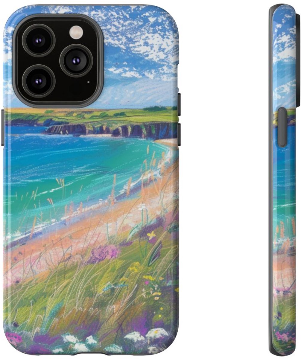 Kustbloemen en Strandlandschap – Telefoonhoesje Geschikt voor iPhone 14 Pro Max
