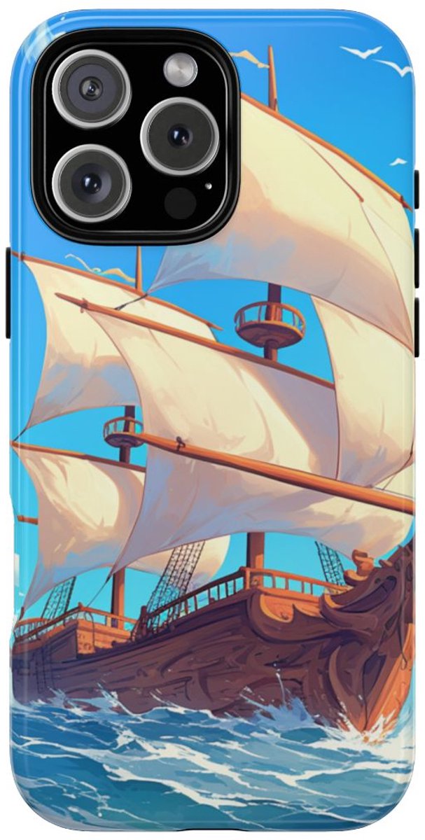 Zeilschip op Blauwe Oceaan – Telefoonhoesje Geschikt voor iPhone 16 Pro Max