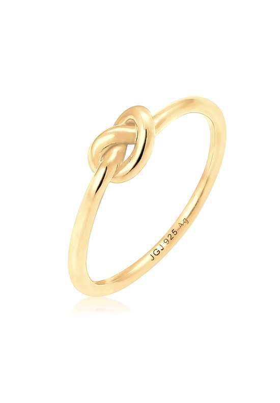 Bague dorée avec détail de nœud et gravure 'JGJ 925 Ag'.