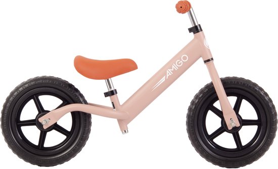 AMIGO Hopper Loopfiets 12 Inch - Lichtgewicht & In Hoogte Verstelbaar - Jongens en Meisjes Loopfiets - Balance Bike - Vanaf 2 Jaar - Zandbruin