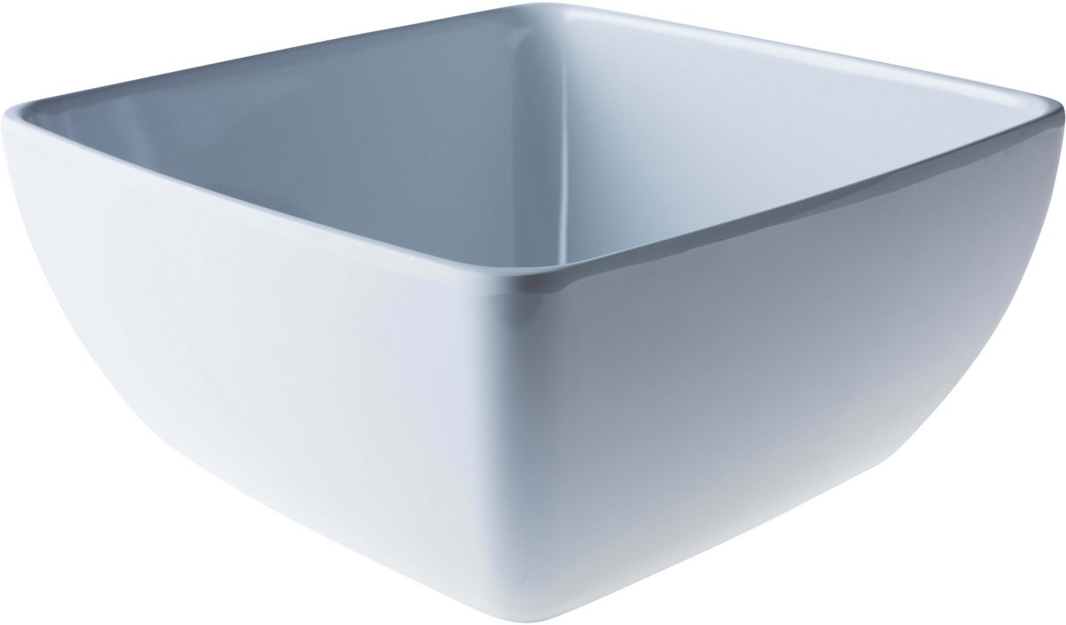 Schaal 25 cm vierkant 12 cm hoog wit melamine